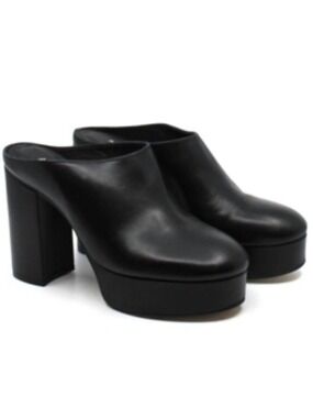 NWOT ALOHAS Clock Out Black Leather Clogs - Size EU 37